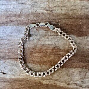 Sterling Silver 925 Italian Double Link Chain Bracelet With Lobster Clasp 5.5g